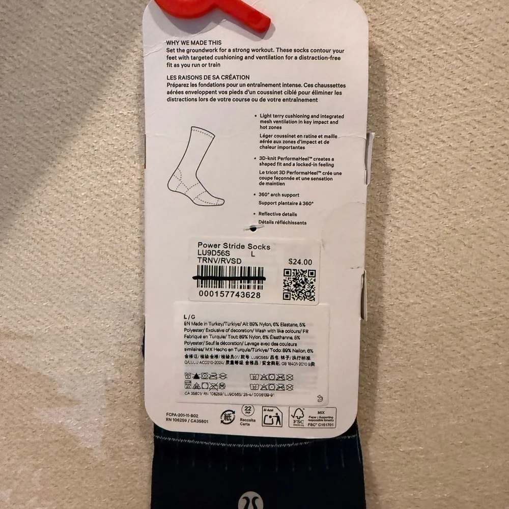 lululemon athletica Unisex Power Stride Crew Socks Reflective Grid